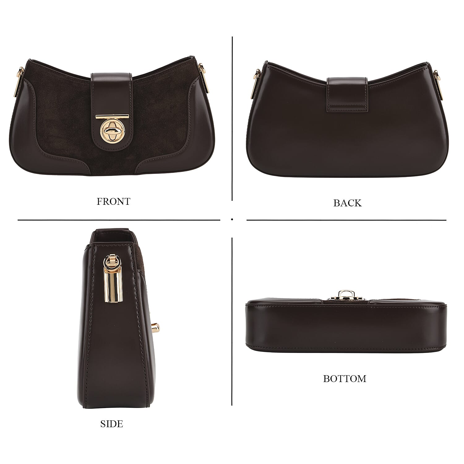 THE EPITOME OF LUXURY - Valisseire 100% Genuine Exquisite Leather Baguette Style Crossbody Bag - Coffee