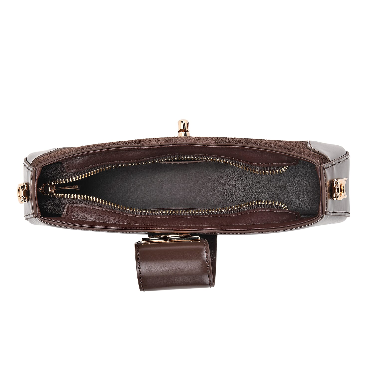 THE EPITOME OF LUXURY - Valisseire 100% Genuine Exquisite Leather Baguette Style Crossbody Bag - Coffee