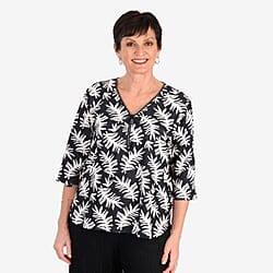 & Maisi Soft Touch Printed Diamontee Zip Blouse 