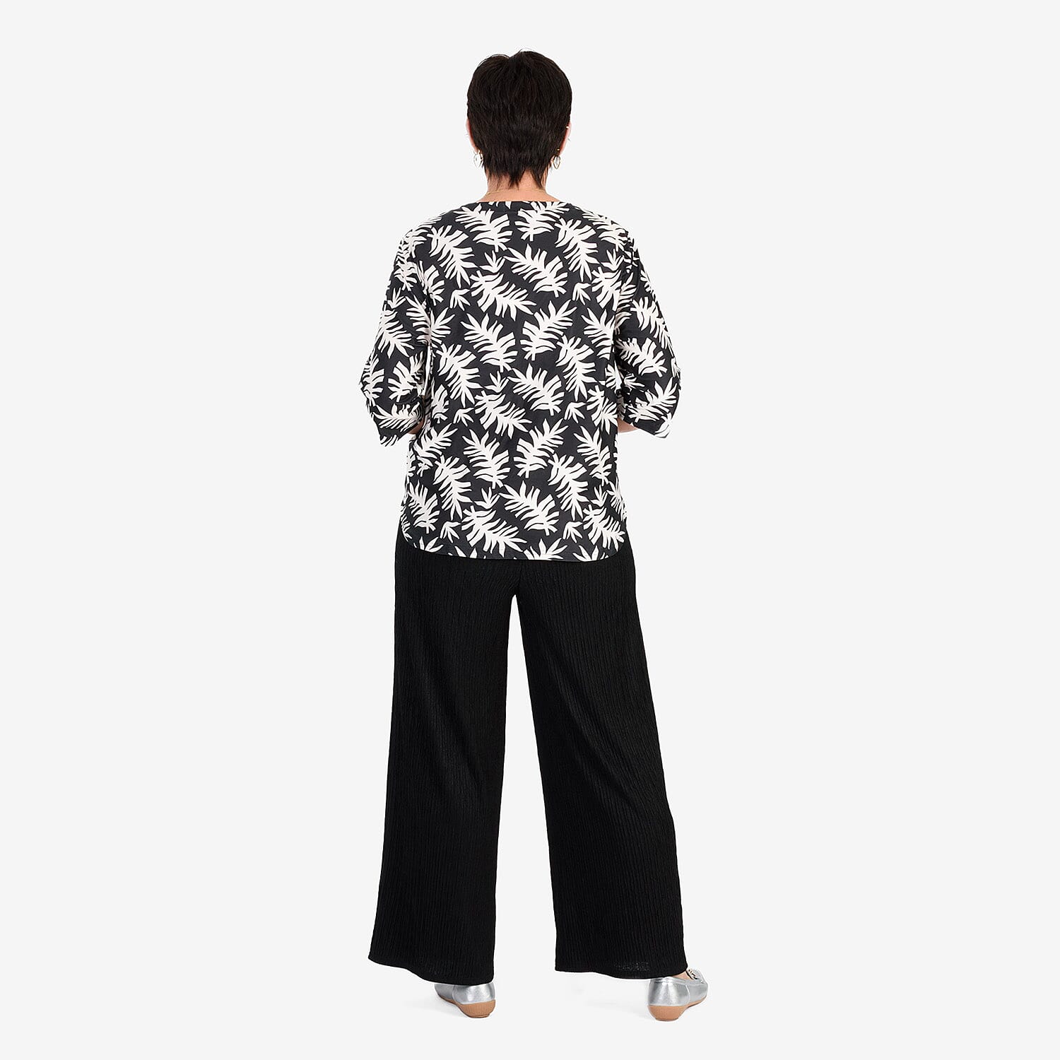 & Maisi Soft Touch Printed Diamontee Zip Blouse 