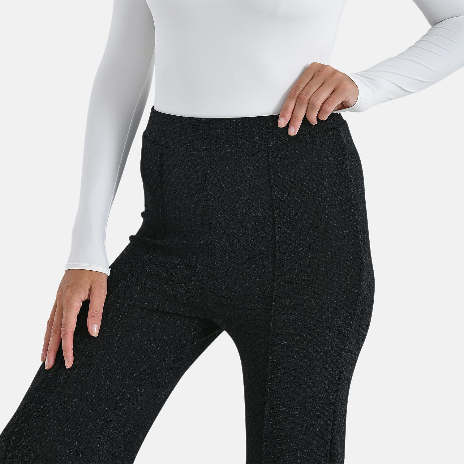 & Maisi Pintuck Bootcut Glitter Trousers 