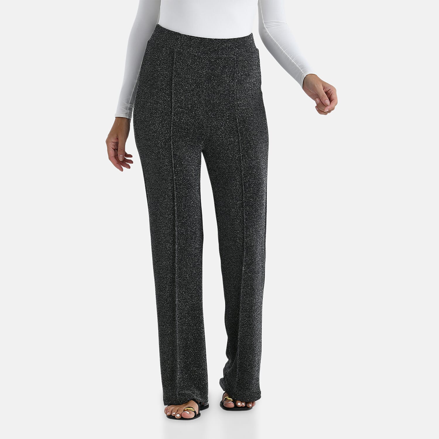 & Maisi Pintuck Bootcut Glitter Trousers 