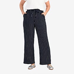 & Maisi Stripe Wide Leg Trousers With Drawstring Waist