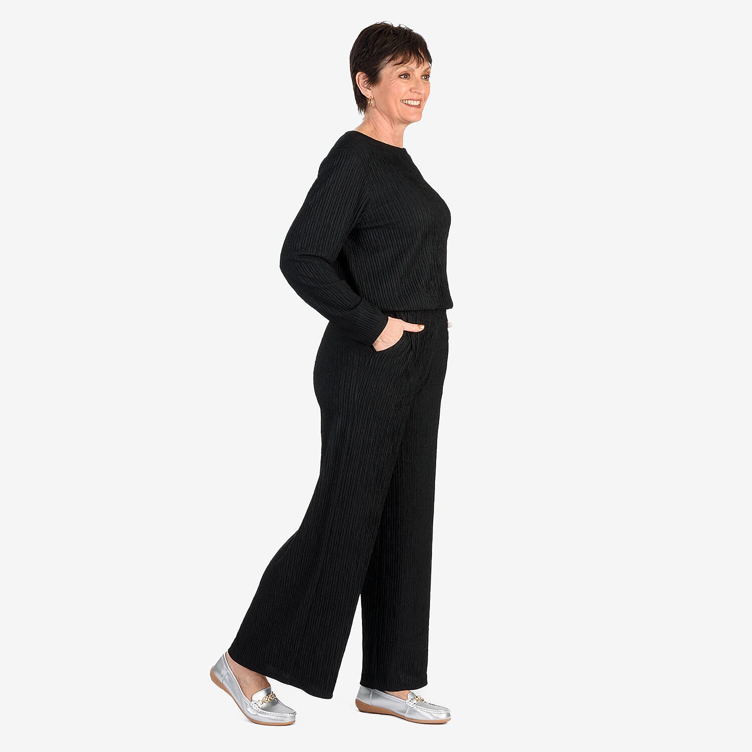 & Maisi Stripe Wide Leg Trousers With Drawstring Waist