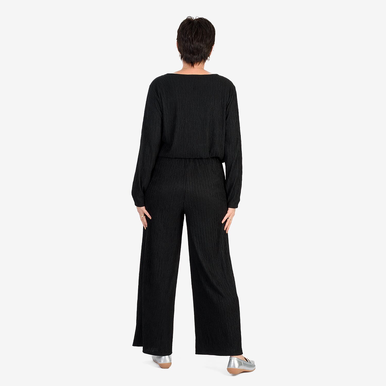 & Maisi Stripe Wide Leg Trousers With Drawstring Waist