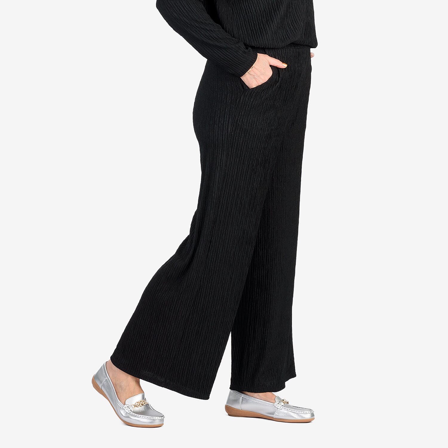 & Maisi Stripe Wide Leg Trousers With Drawstring Waist