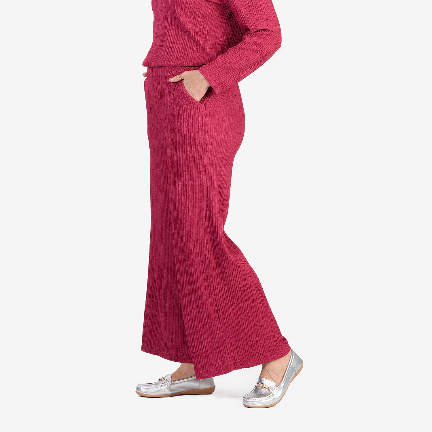& Maisi Stripe Wide Leg Trousers With Drawstring Waist