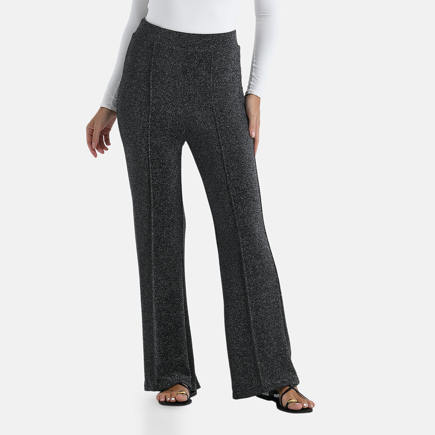 & Maisi Pintuck Bootcut Glitter Trousers 