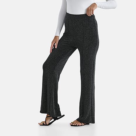 - Maisi Pintuck Bootcut Glitter Trousers (Size - 16) - Silver