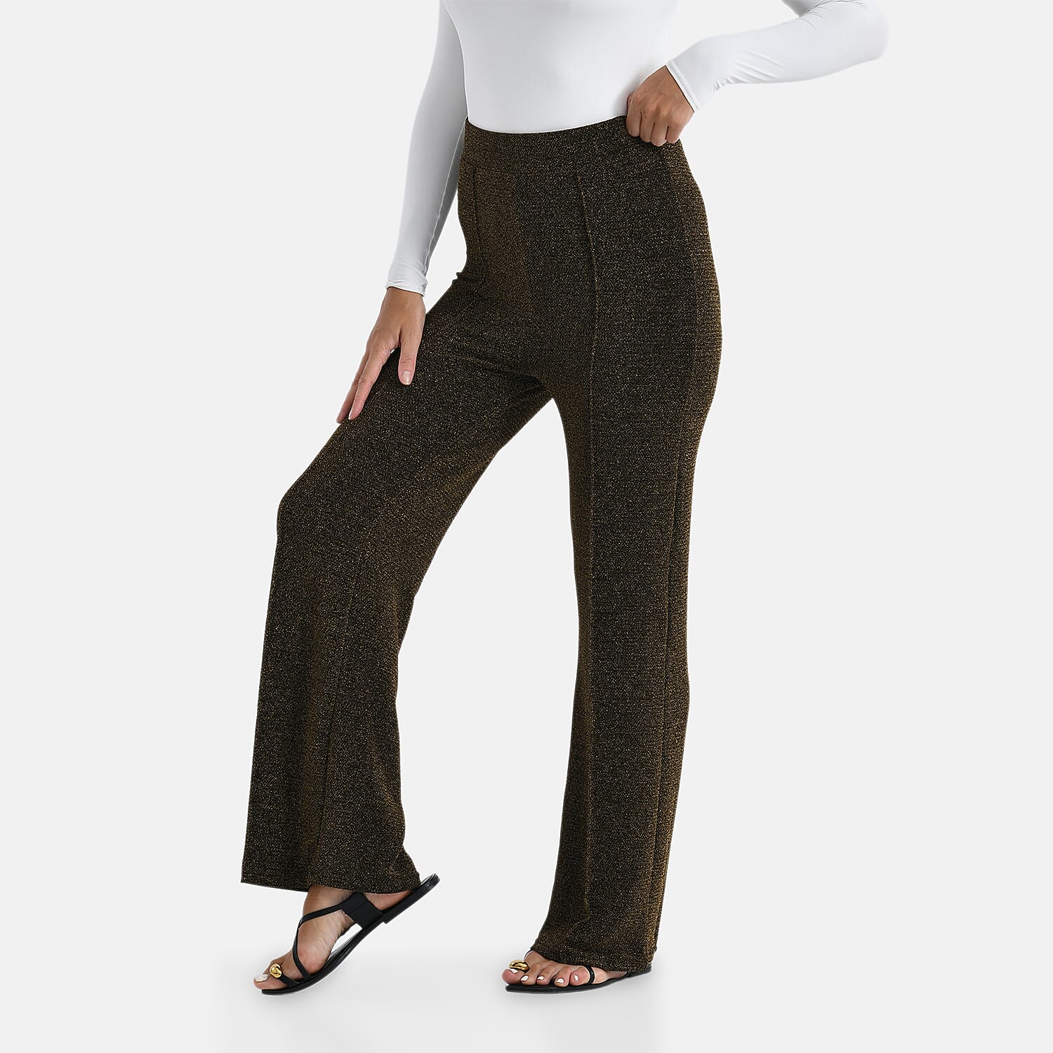 & Maisi Pintuck Bootcut Glitter Trousers 