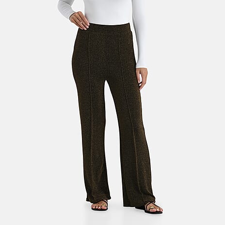- Maisi Pintuck Bootcut Glitter Trousers (Size - 16) - Gold - Black