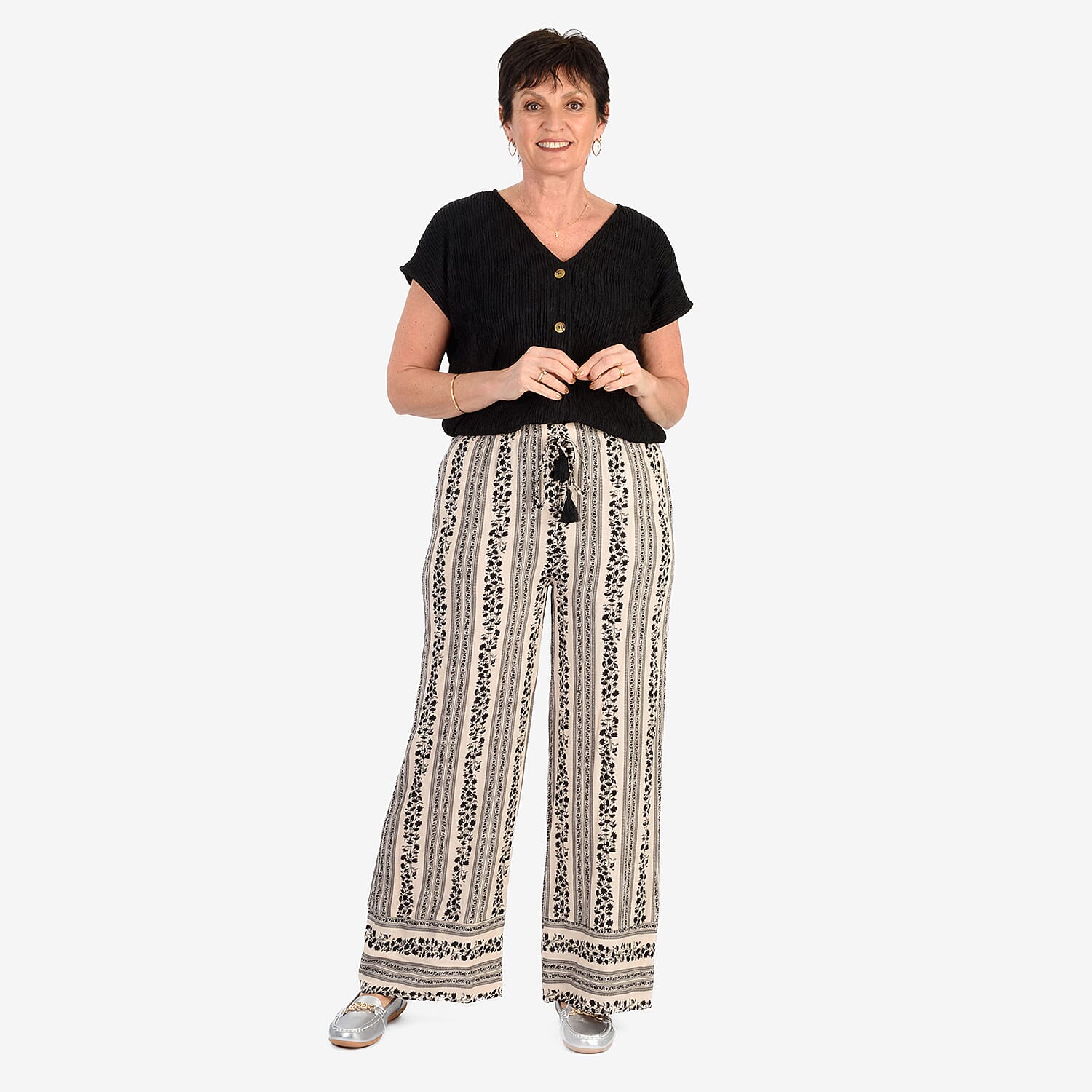 & Maisi Casual Printed Wide Leg Trouser