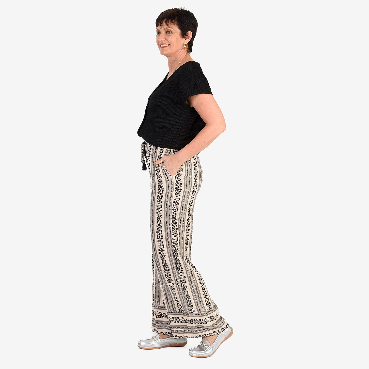 & Maisi Casual Printed Wide Leg Trouser