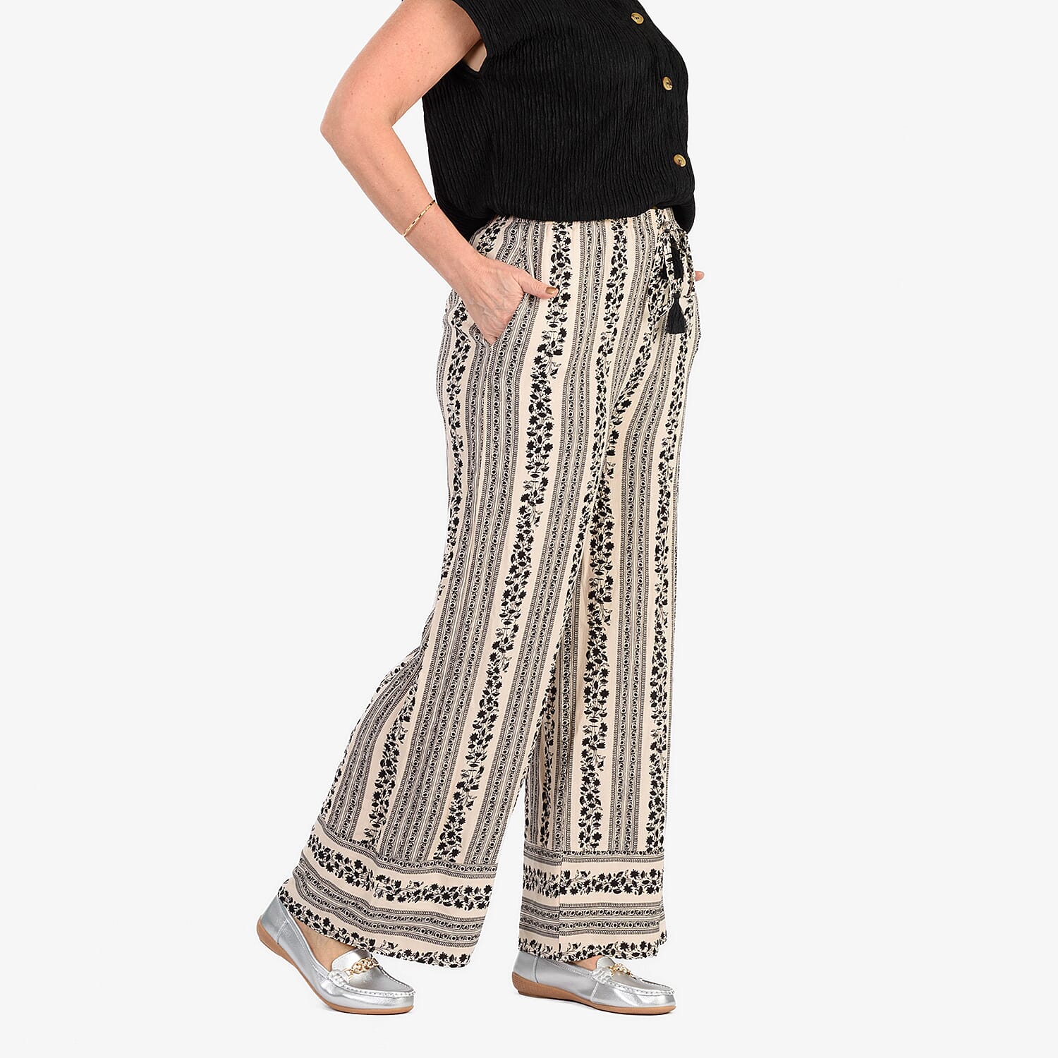 & Maisi Casual Printed Wide Leg Trouser