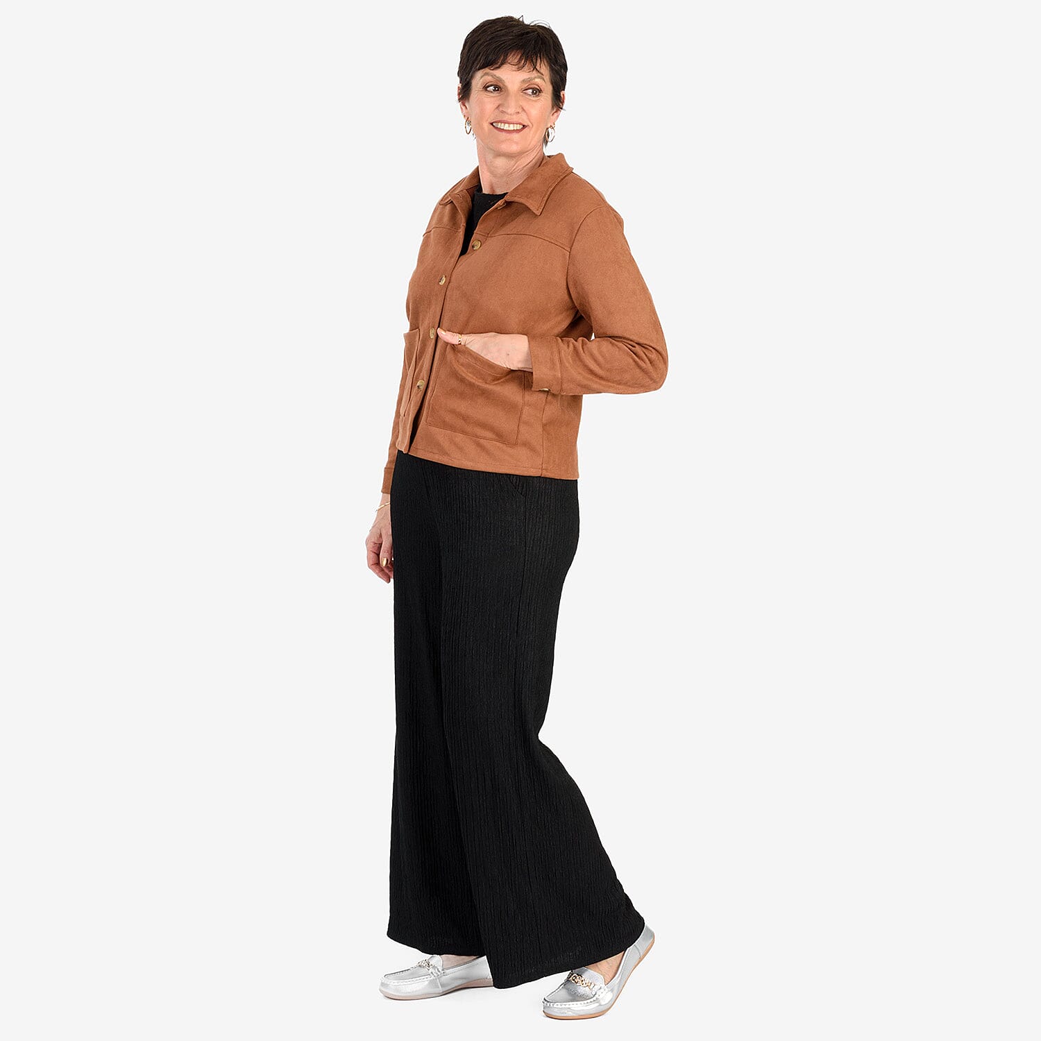 & Maisi Suede Feel Stretch Jacket With Pockets 