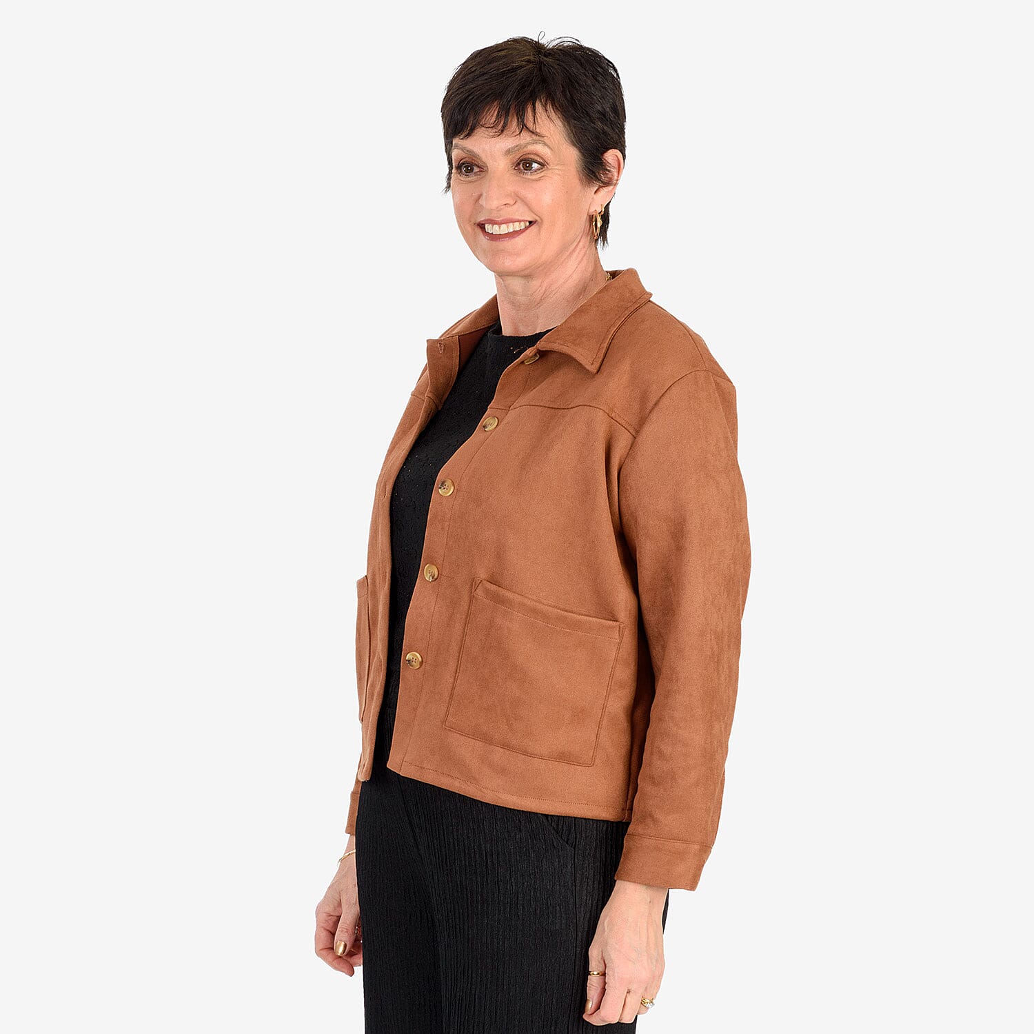 & Maisi Suede Feel Stretch Jacket With Pockets 