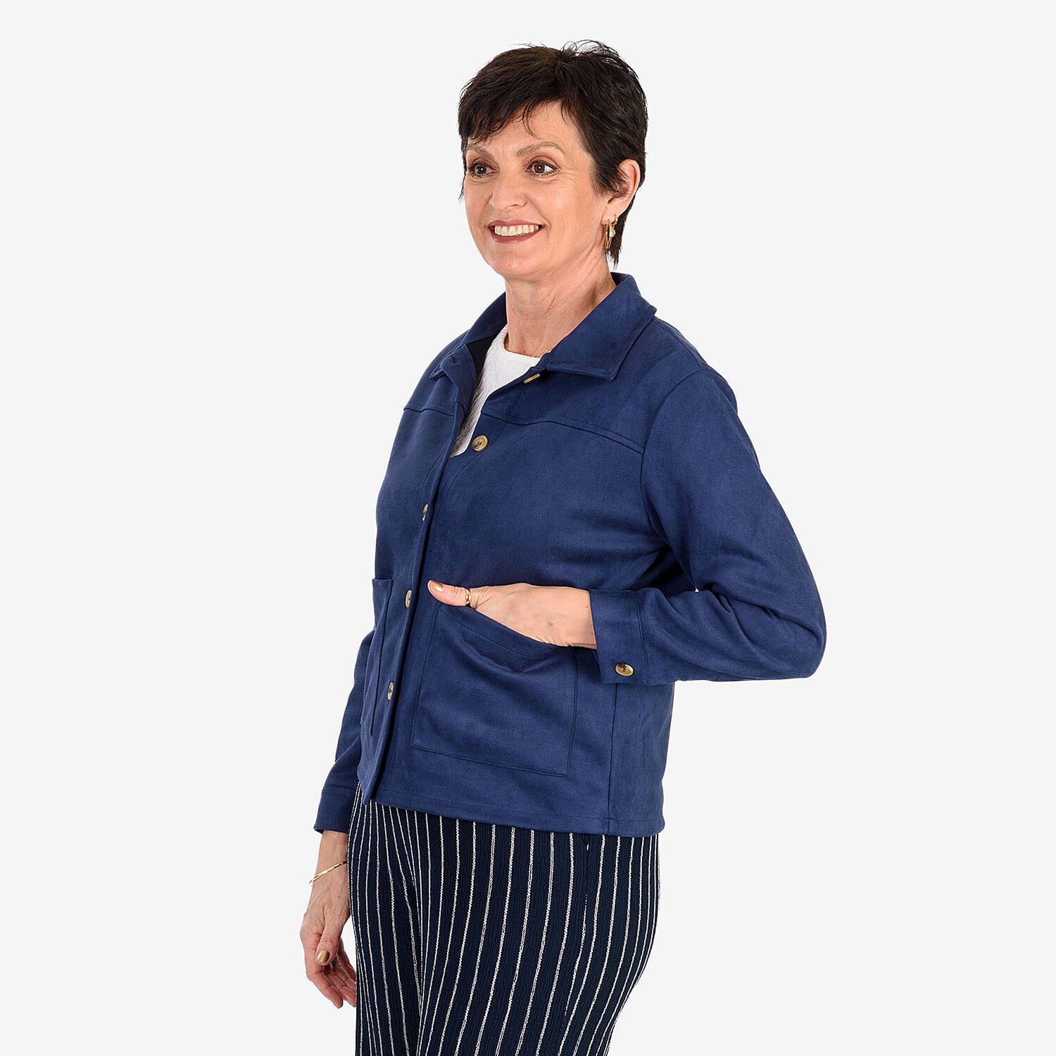 & Maisi Suede Feel Stretch Jacket With Pockets 