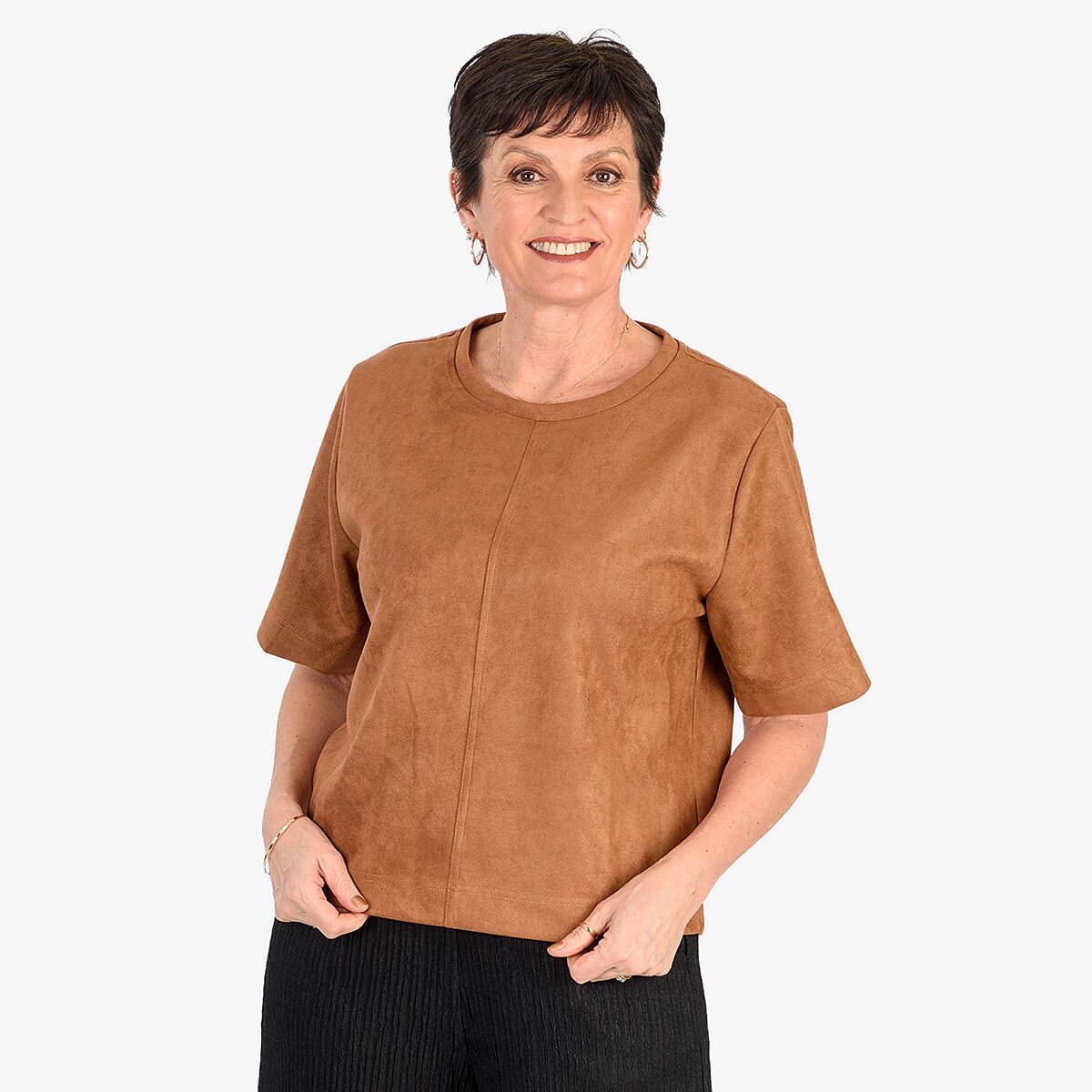 & Maisi Suede Feel Casual Relaxed T-Shirt 
