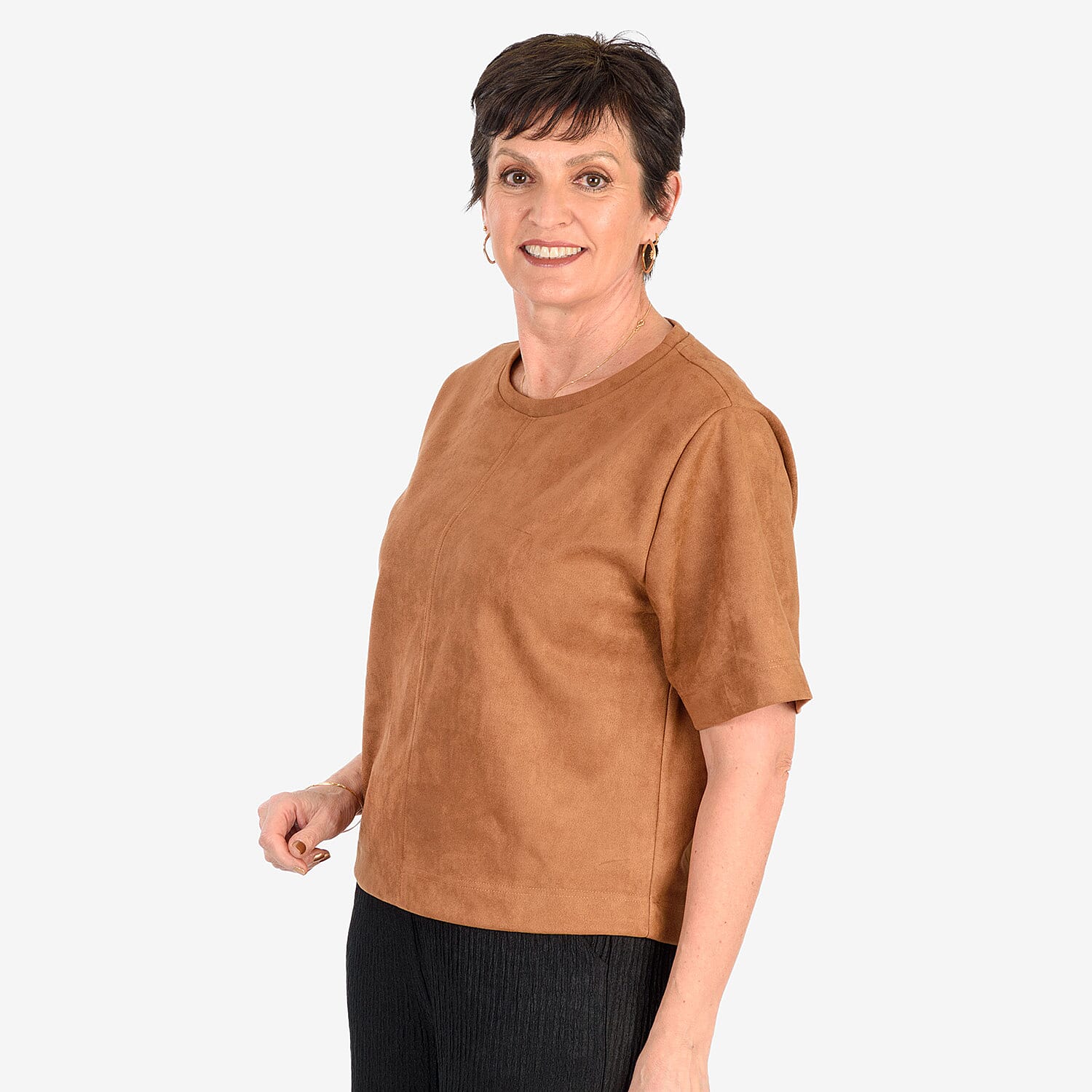 & Maisi Suede Feel Casual Relaxed T-Shirt 