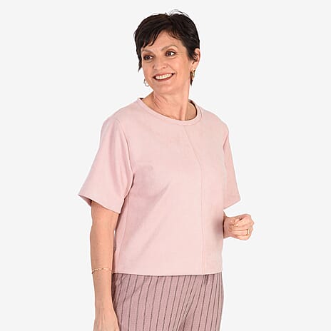 - Maisi Suede Feel Casual T-shirt (Size - S) - Pink