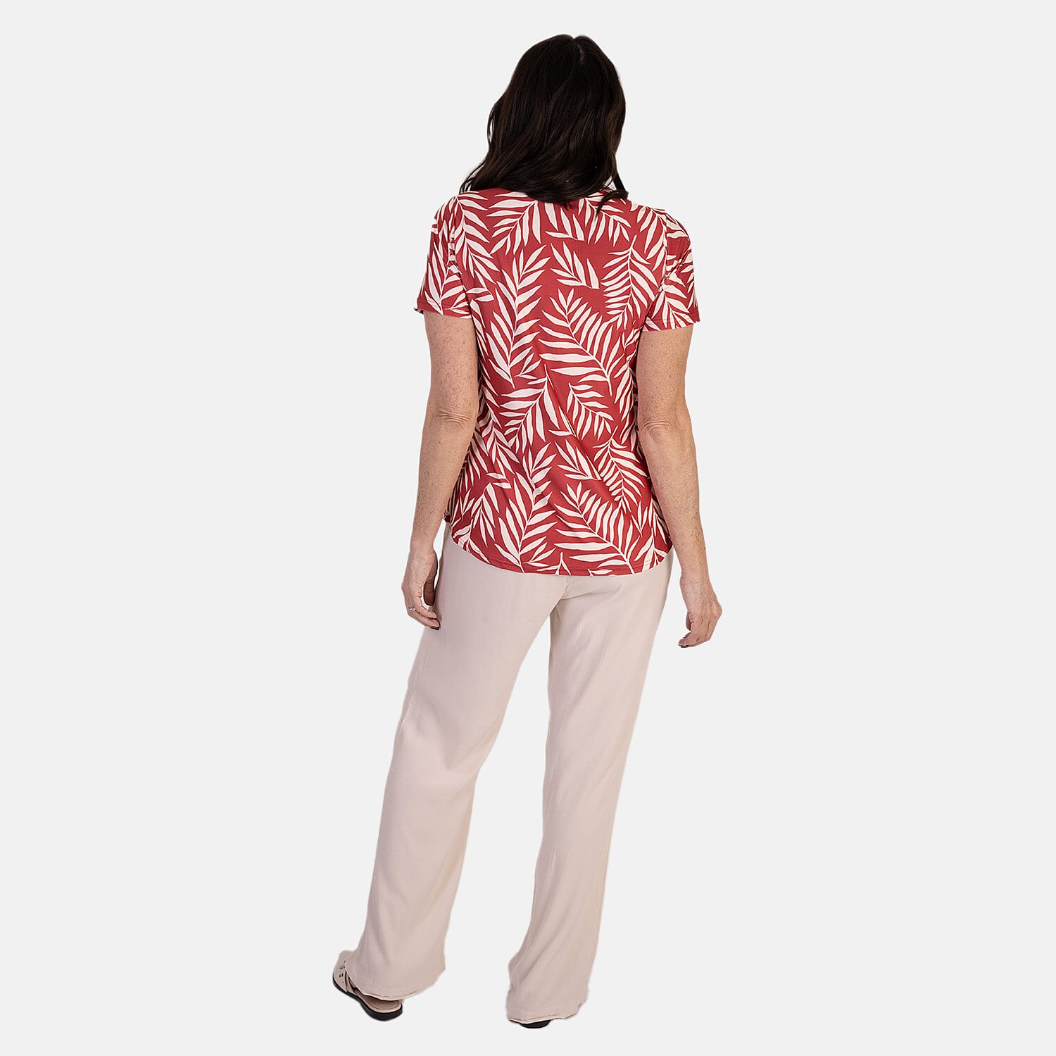 & Maisi Printed Short Sleeve Top With Button Detail