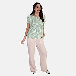& Maisi Printed Short Sleeve Top With Button Detail