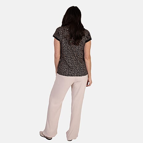 - Maisi Soft-Touch Printed V-neck Top (Size XL) - Black