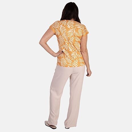 - Maisi Soft-Touch Printed V-neck Top (Size XL) - Mustard
