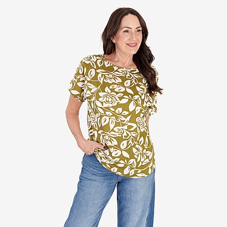- Maisi Printed Casual Top (Size M) - Olive
