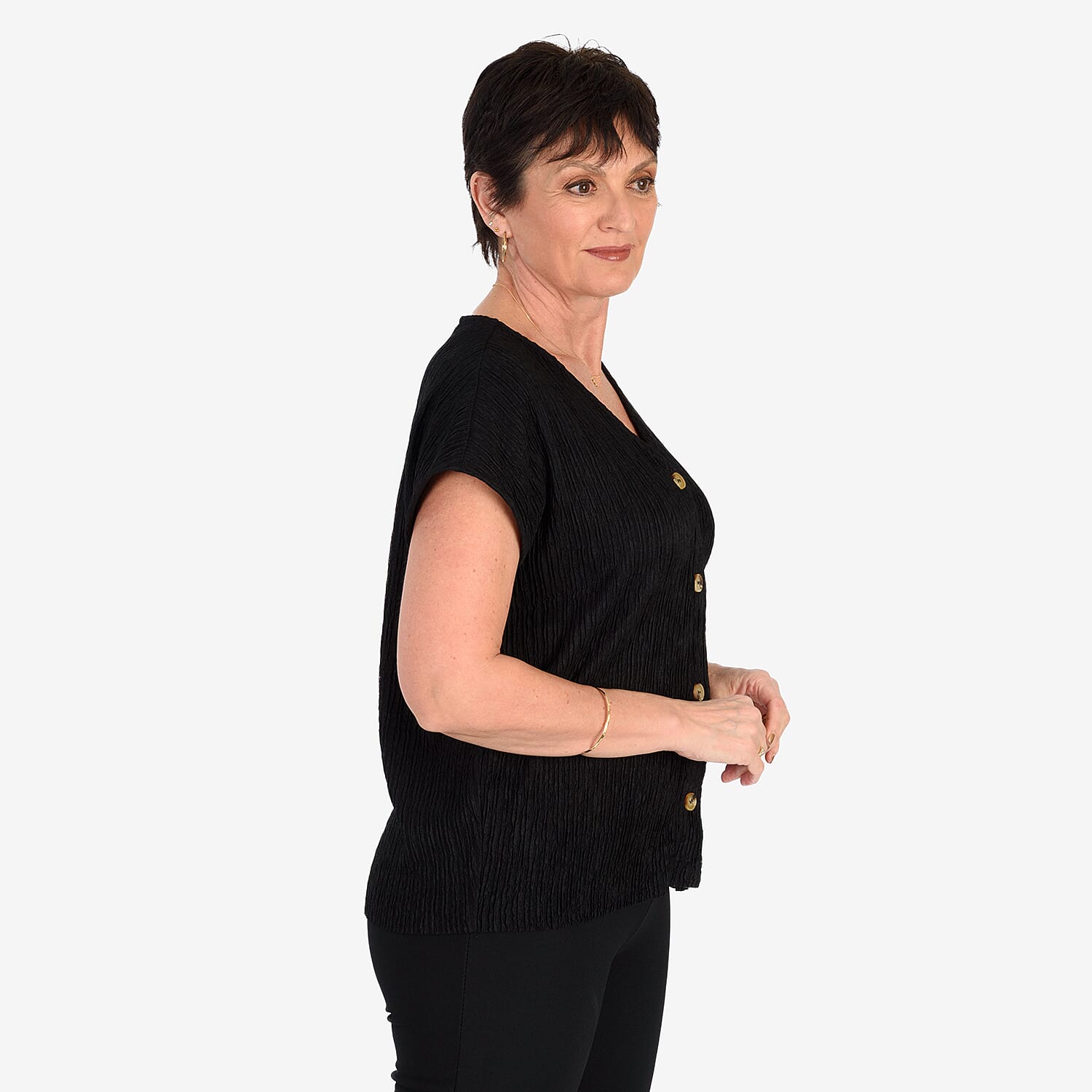 & Maisi Textured Buttoned Vest Top