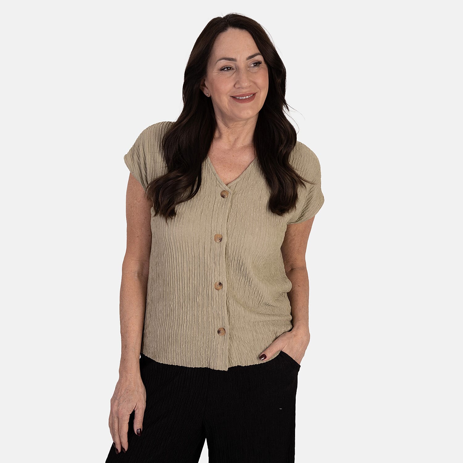 & Maisi Textured Buttoned Vest Top