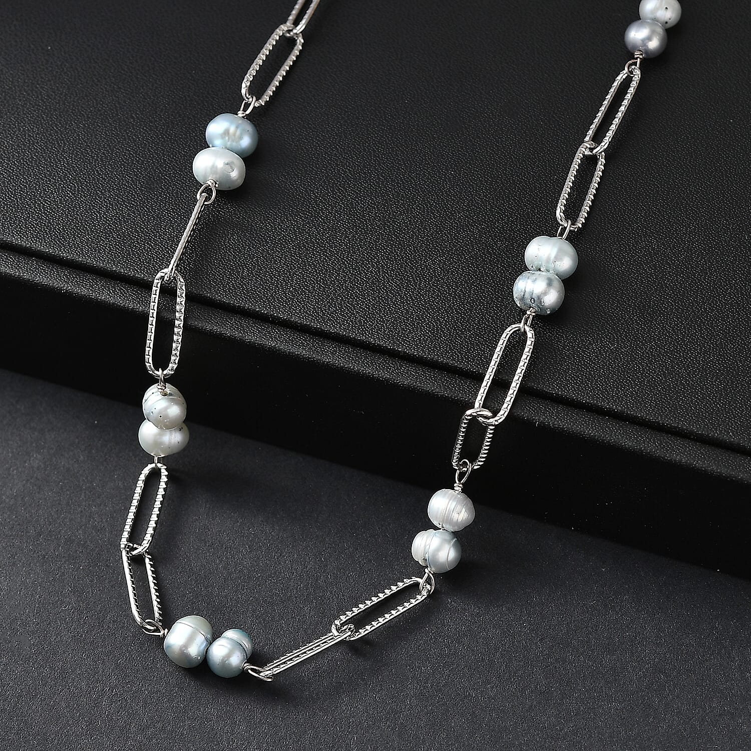 Blue Pearl Necklace (Size 20) with Lobster Clasp 18.00 Ct.