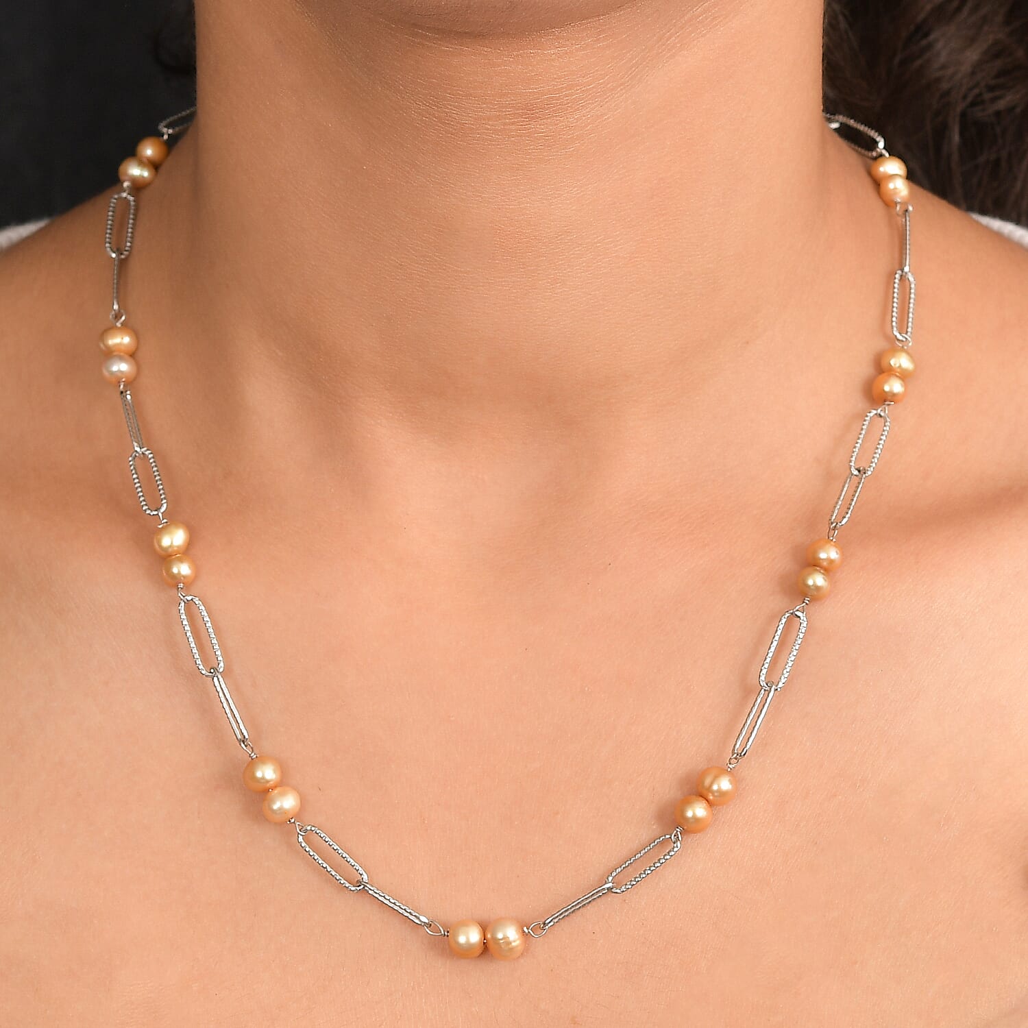 Golden Pearl Necklace (Size 20) with Lobster Clasp 18.00 Ct.