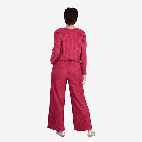 -Maisi Textured Long Sleeve Tee (Size L) - Dark Magenta