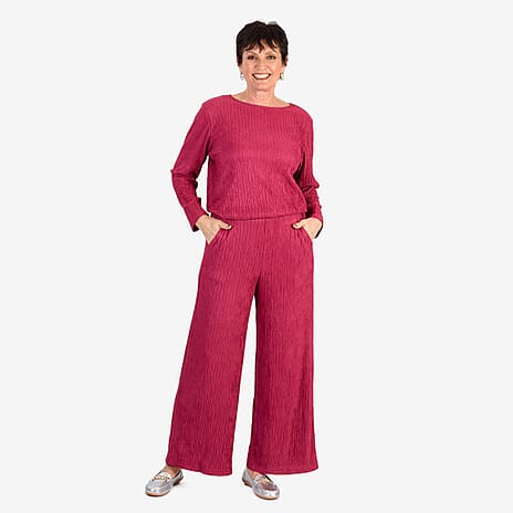 -Maisi Textured Long Sleeve Tee (Size M) - Dark Magenta