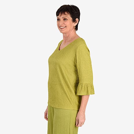 -Maisi Textured Bell Sleeve Tee (Size L) - Light Green