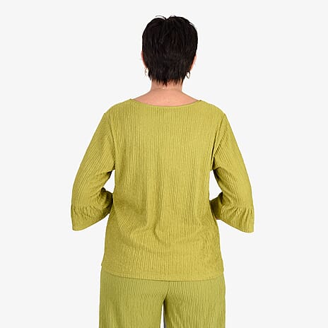 -Maisi Textured Bell Sleeve Tee (Size L) - Light Green