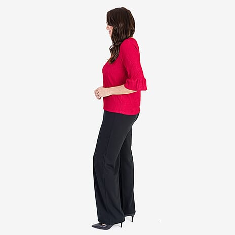 -Maisi Textured Bell Sleeve Tee (Size S) - Cherry