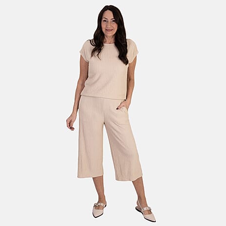 - Maisi Short Sleeve Textured Tee (Size M, 12-14) - Cream