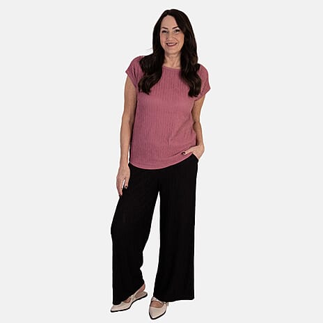 - Maisi Short Sleeve Textured Tee (Size L, 16-18) - Mauve Pink