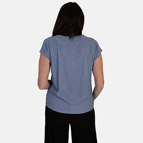 - Maisi Short Sleeve Textured Tee (Size M, 12-14) - Denim