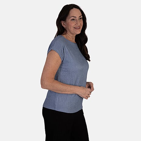 - Maisi Short Sleeve Textured Tee (Size XL, 20-22) - Denim