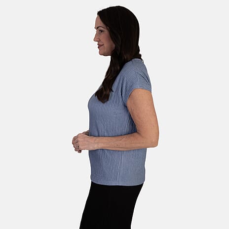 - Maisi Short Sleeve Textured Tee (Size XL, 20-22) - Denim