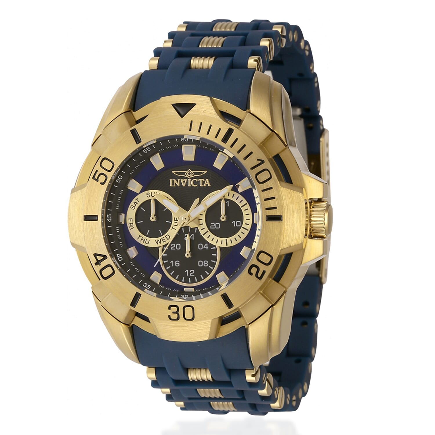 Invicta Sea Spider VH63 Japanese Quartz 10ATM Black Dial 48mm Silver Stainless Steel Case Mens Watch with Yellow Silicone Strap