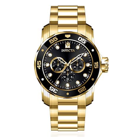 Invicta Scuba VH63 5ATM Black Dial 58mm Gold Stainless Steel Case Mens Watch with Gold Stainless Steel Band
