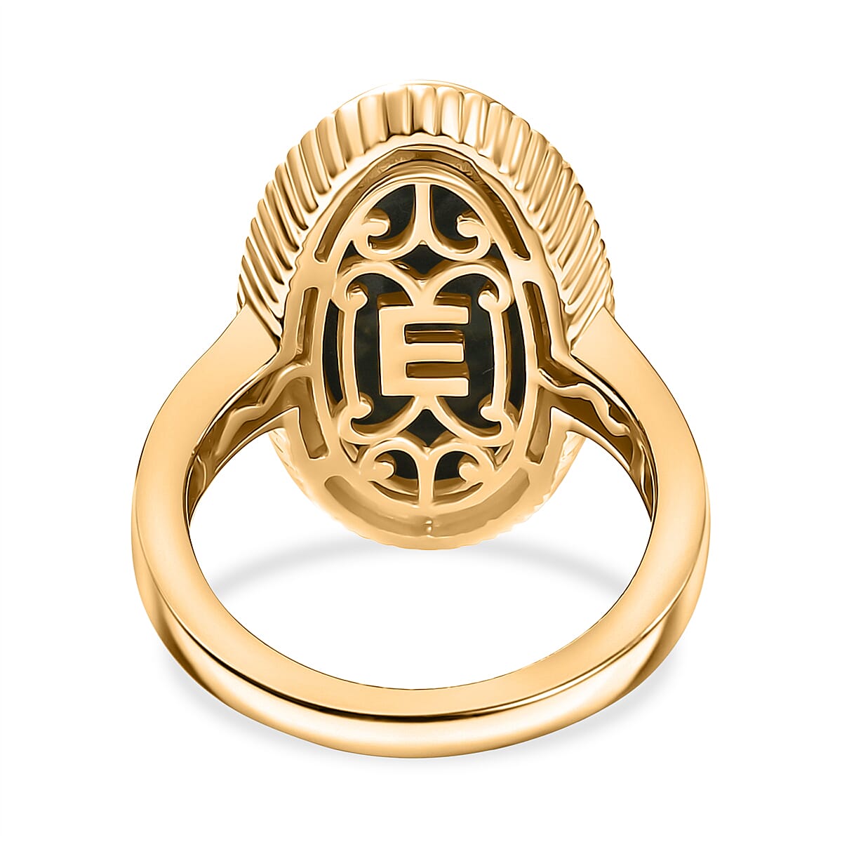 EverTrue Malachite Solitaire Ring in Yellow Gold Tone 13.44 Ct.