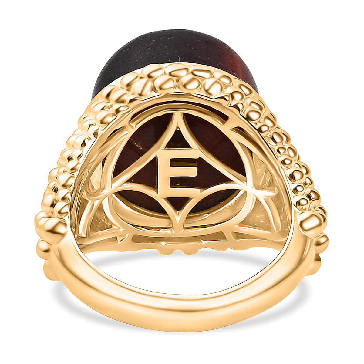 EverTrue Red Tiger Eye Solitaire Ring in Yellow Gold Plated 18.49 Ct.