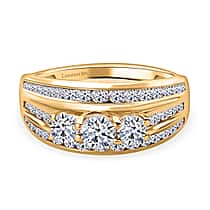 LUXURIANT Lab Grown Diamond 3-Stone Ring in 18K Vermeil Yellow Gold Plated Sterling Silver 1.24 Ct.