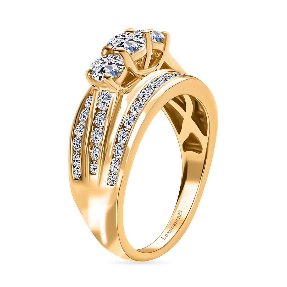 Luxuriant Lab Grown Diamond (SI-GH) Ring in 18K Vermeil Yellow Gold Plated Sterling Silver 1.24 Ct.