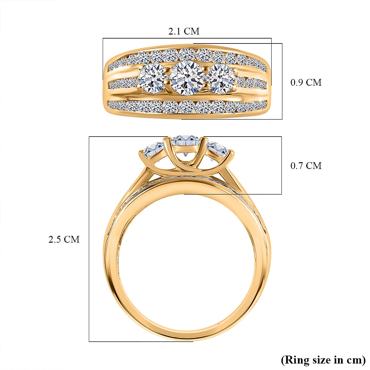 Luxuriant Lab Grown Diamond (SI-GH) Ring in 18K Vermeil Yellow Gold Plated Sterling Silver 1.24 Ct.